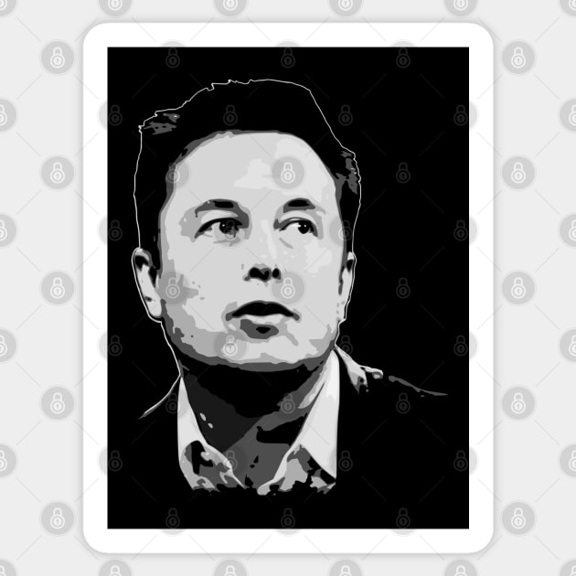 Elon Musk Black and White Sticker by Nerd_art